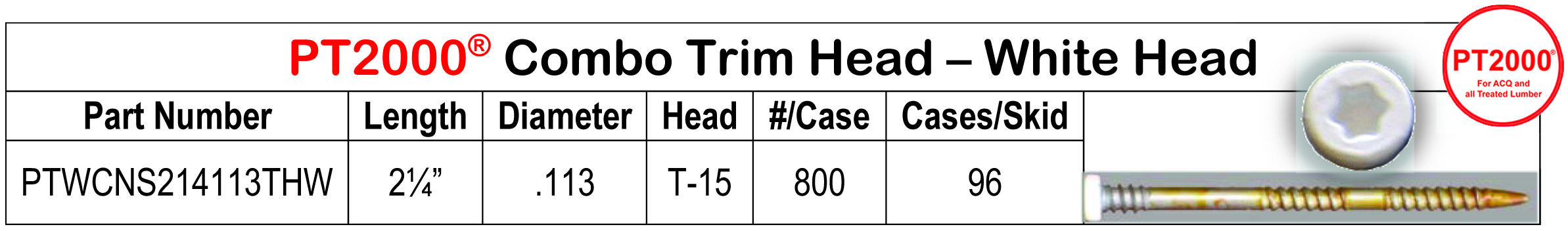 PT2000 White Head Wire Coil